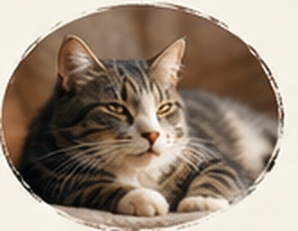 Tabby cat relaxing at home